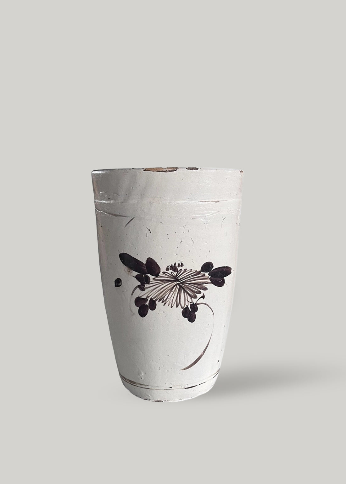 Painted and Glazed Handmade Clay Flower Pot in White