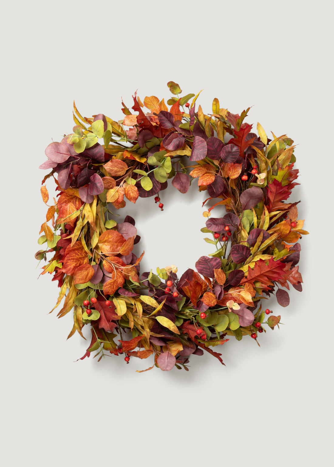 Faux Eucalyptus Fall Wreath in Mixed Autumn