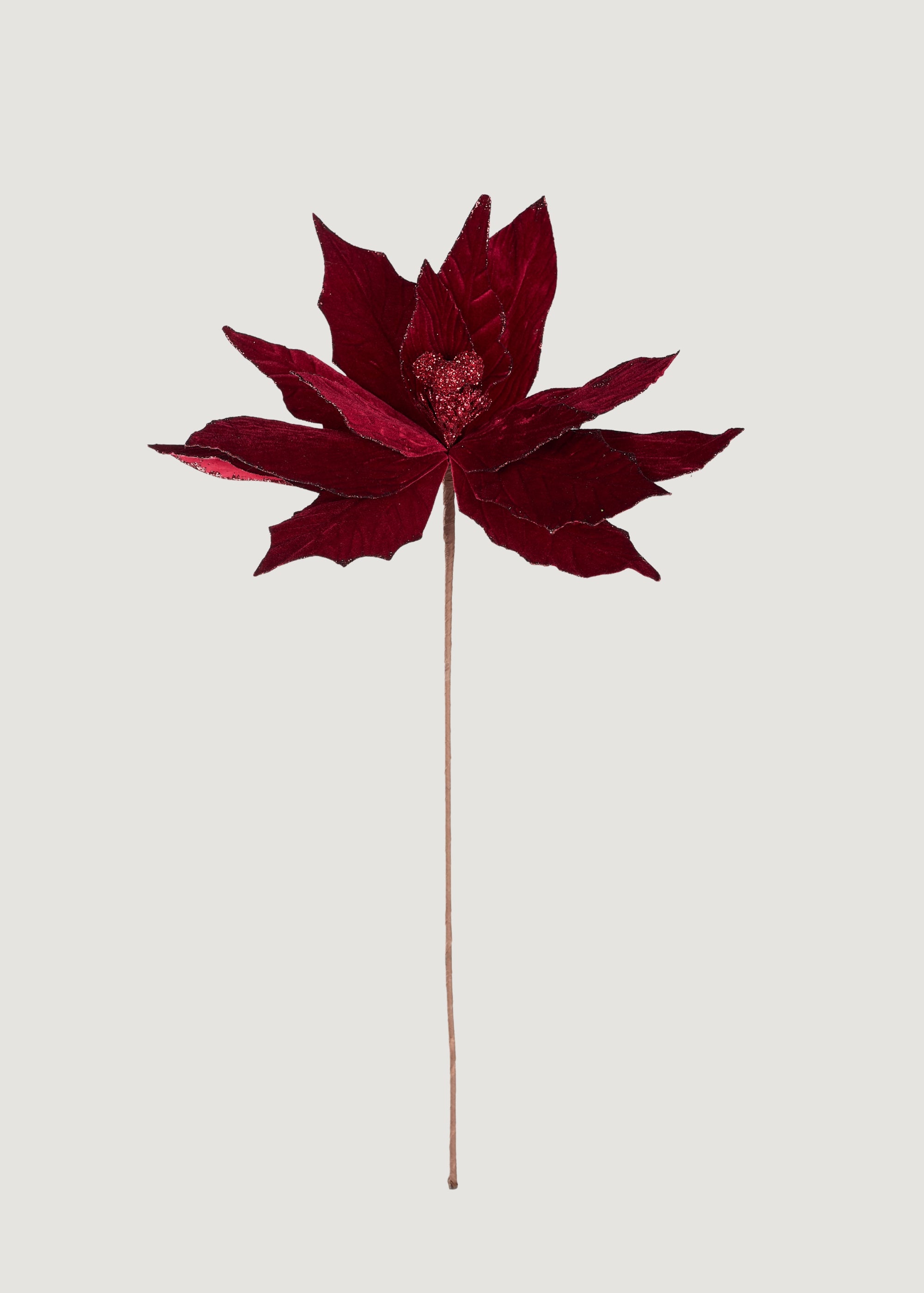 Faux Velvet Poinsettia in Burgundy