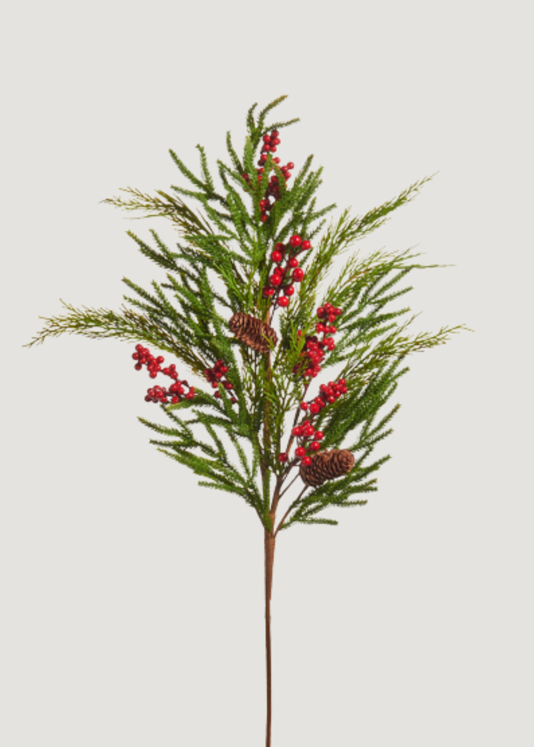 Artificial Winter Pine and Cone Branch with Red Berries