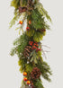 Close-up of Artificial Winter Greens and Berry Pod Garland