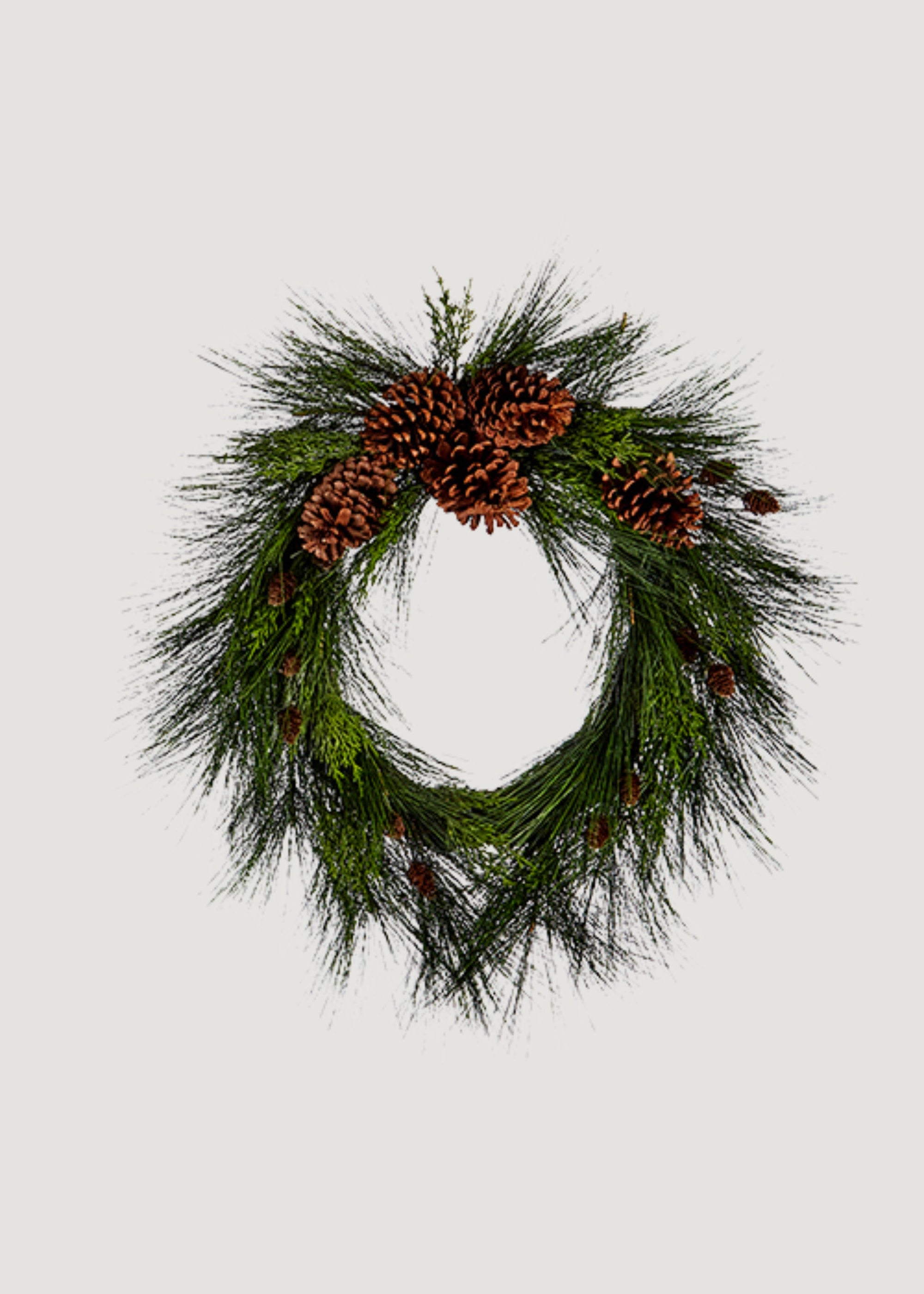 Fake Long Needle Pine Winter Wreath with Cones
