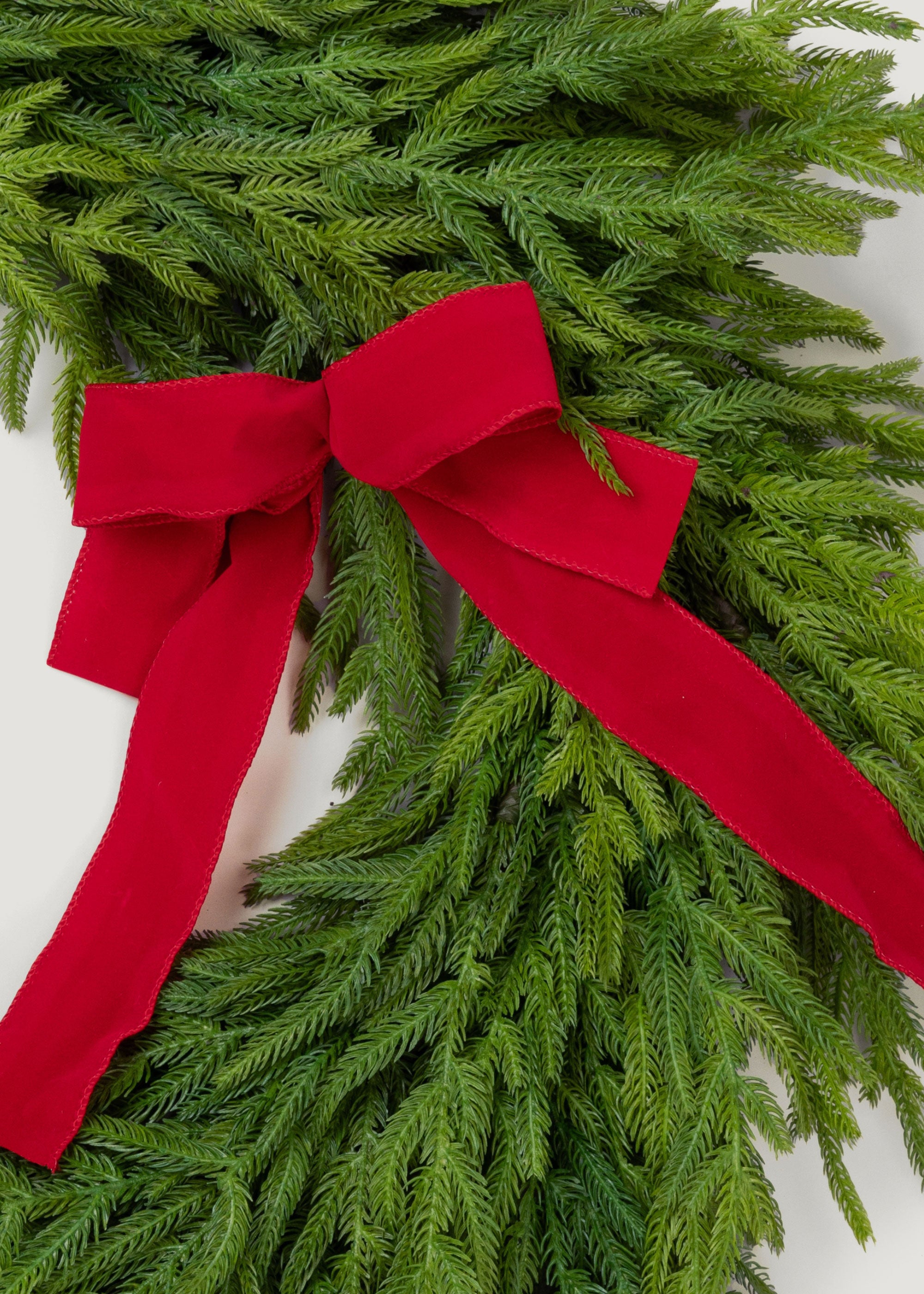 Close-up of the Real Touch Norfolk Pine Wreath