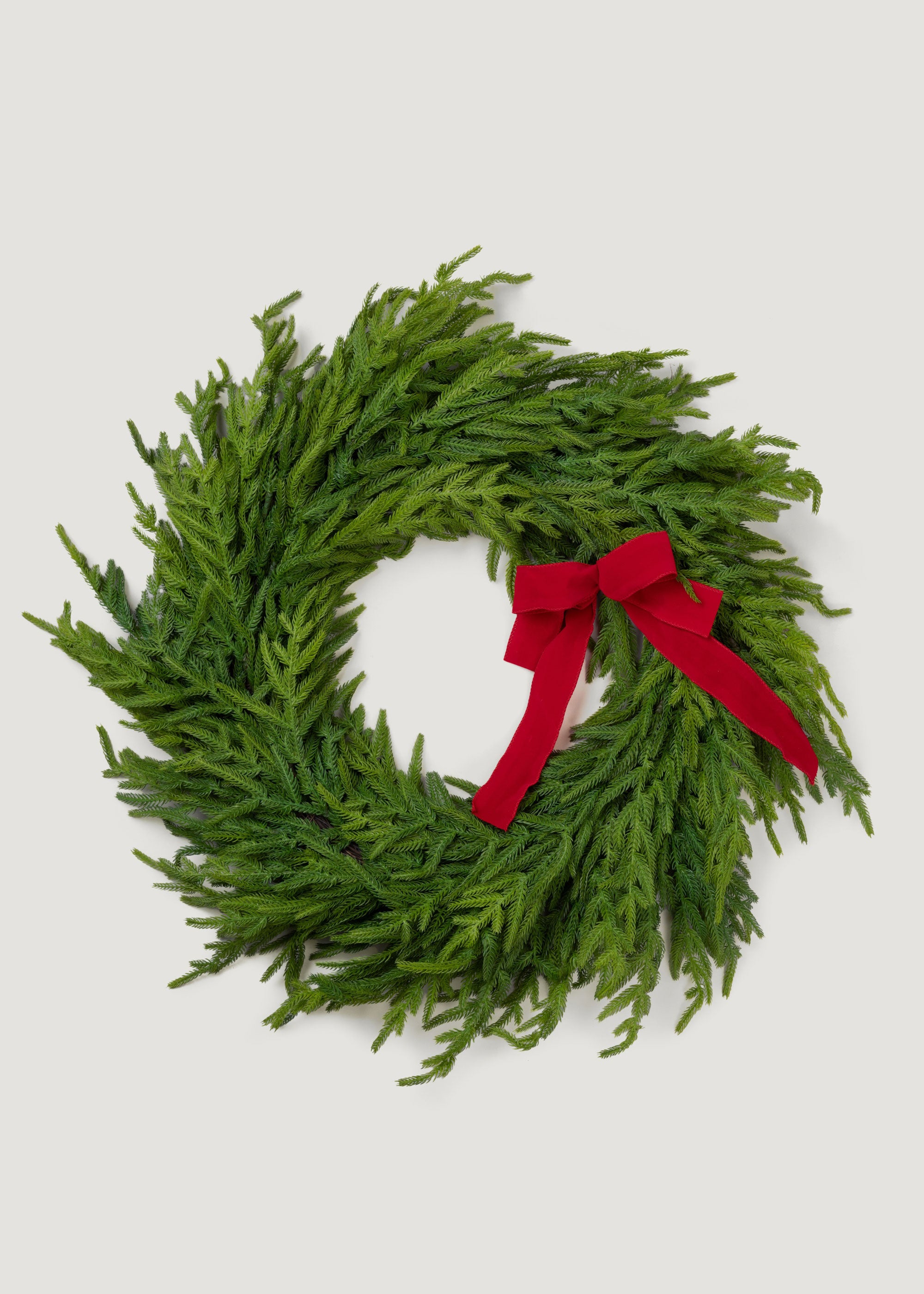 Afloral Real Touch 30" Norfolk Pine Wreath with Red Bow