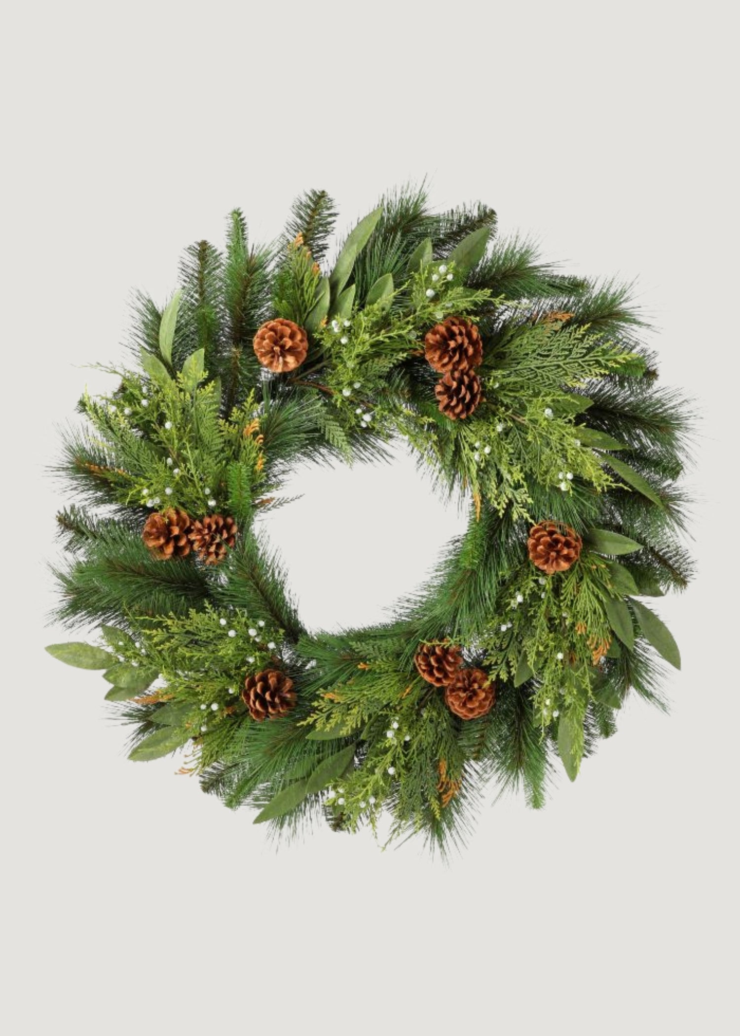 Artificial Juniper and Cedar Winter Wreath with Cones
