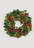 UV Treated Fake Indoor/Outdoor Winter Pine and Berry Wreath