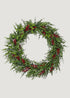 Fake Eucalyptus and Pine Holiday Wreath with Berries