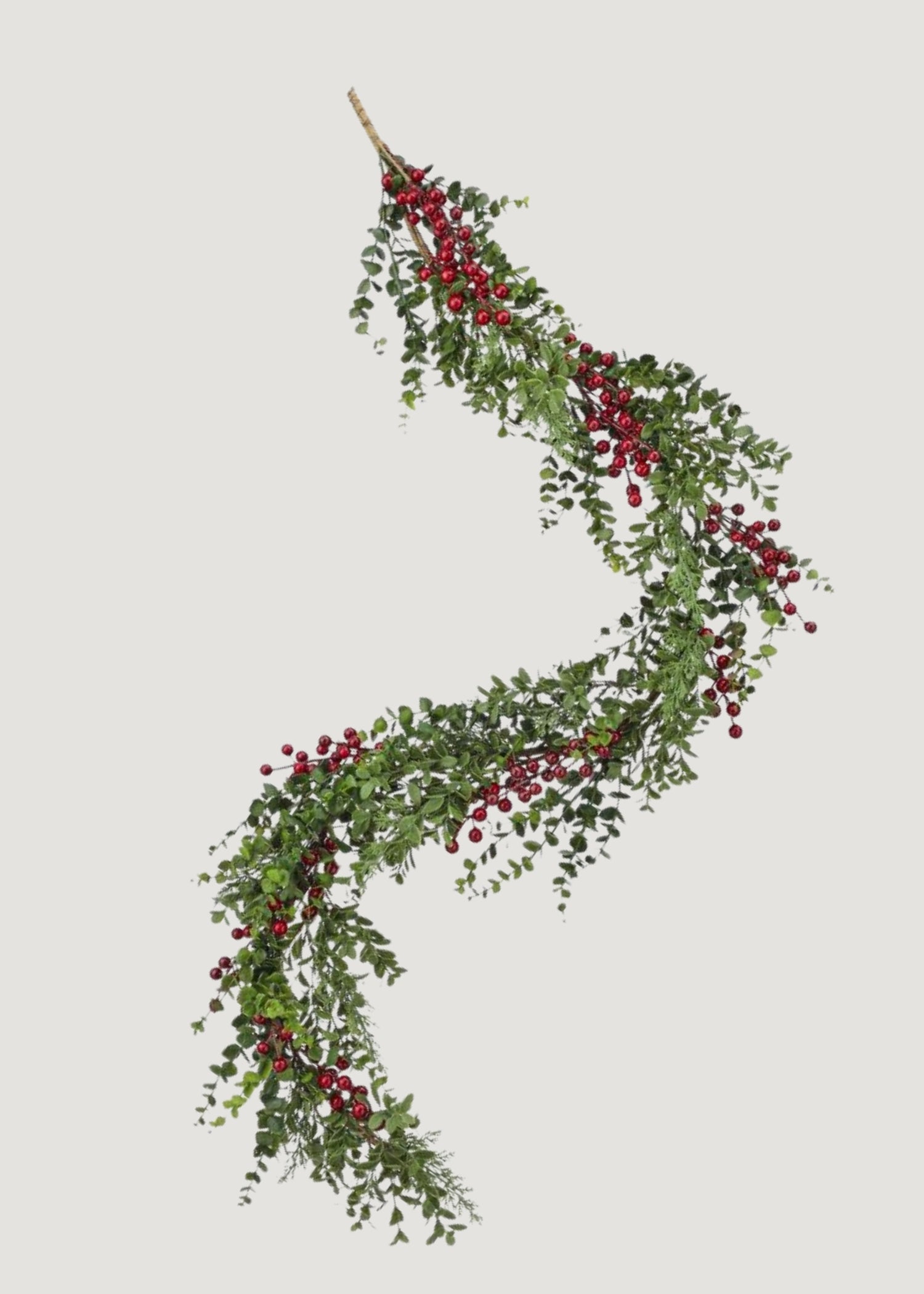 Fake Eucalyptus and Pine Holiday Garland with Red Berries