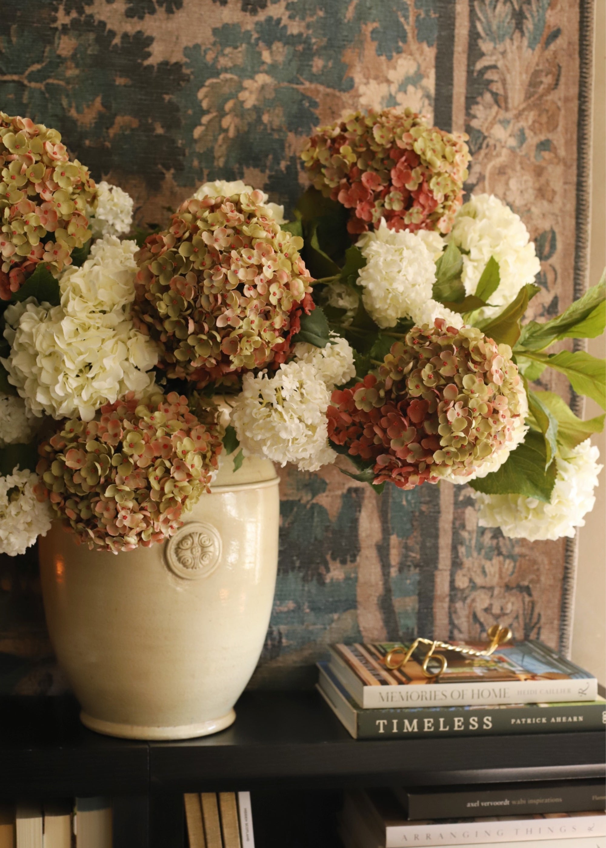 Mauve and Cream Faux Hydrangeas