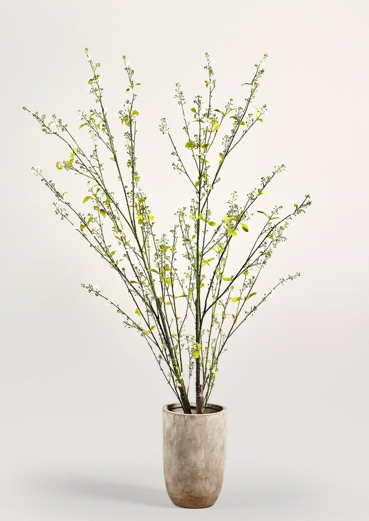 Afloral Luxury Faux Arrangement of Berry Branches in Cement Pot