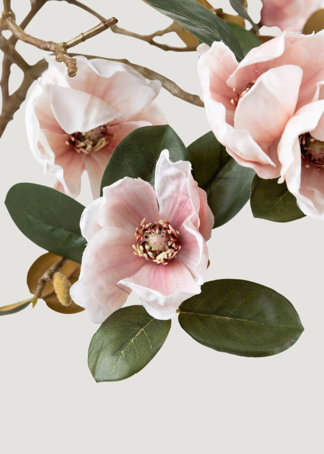Close-up of Faux Magnolia Flowers in Pink