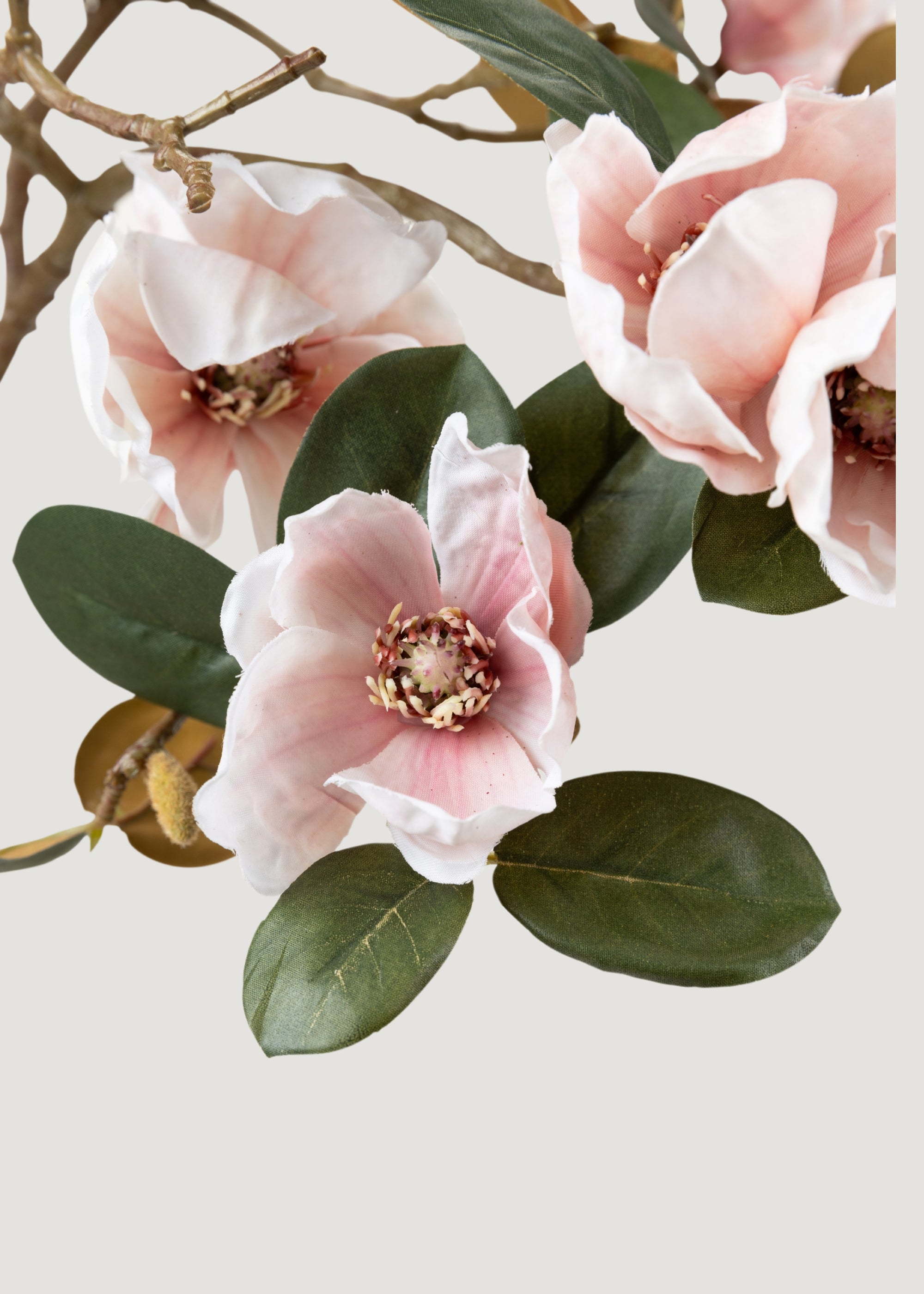 Close-up of Faux Magnolia Flowers in Pink