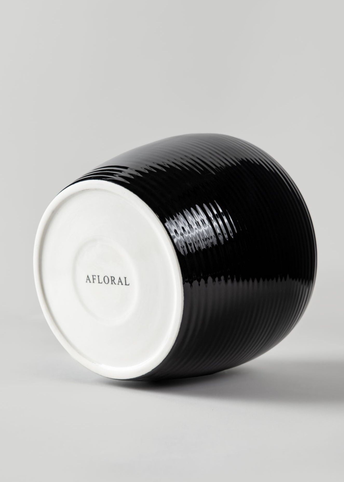 Bottom of the Ribbed Stoneware Vase in Noir Exclusive at Afloral