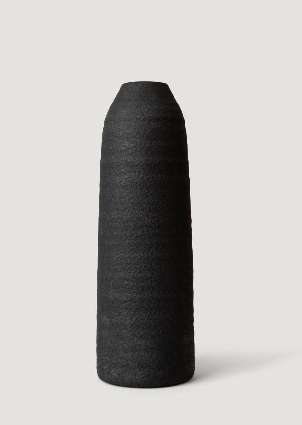 Tall Glazed Ceramic Vase in Matte Black