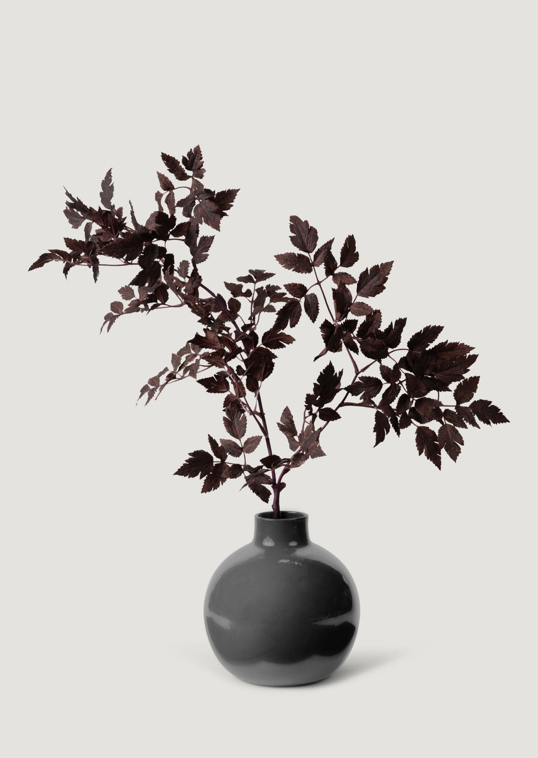 Faux Plum Leaves Cimicifuga Branch in Vase