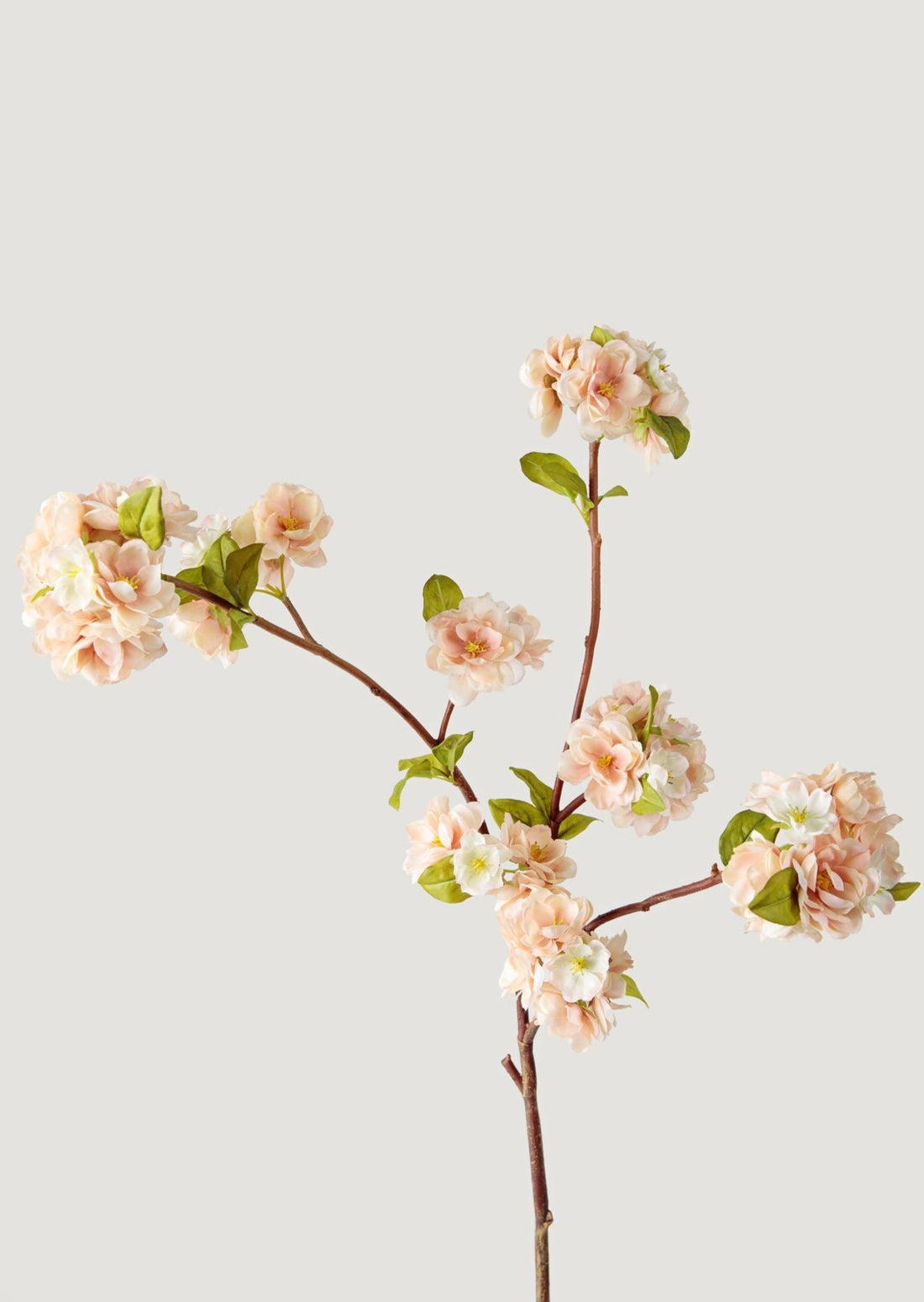Faux Blooming Peach Blossom Branch in Cream Linen Pink