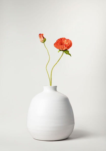 Orange Faux Poppy in Ceramic Vase