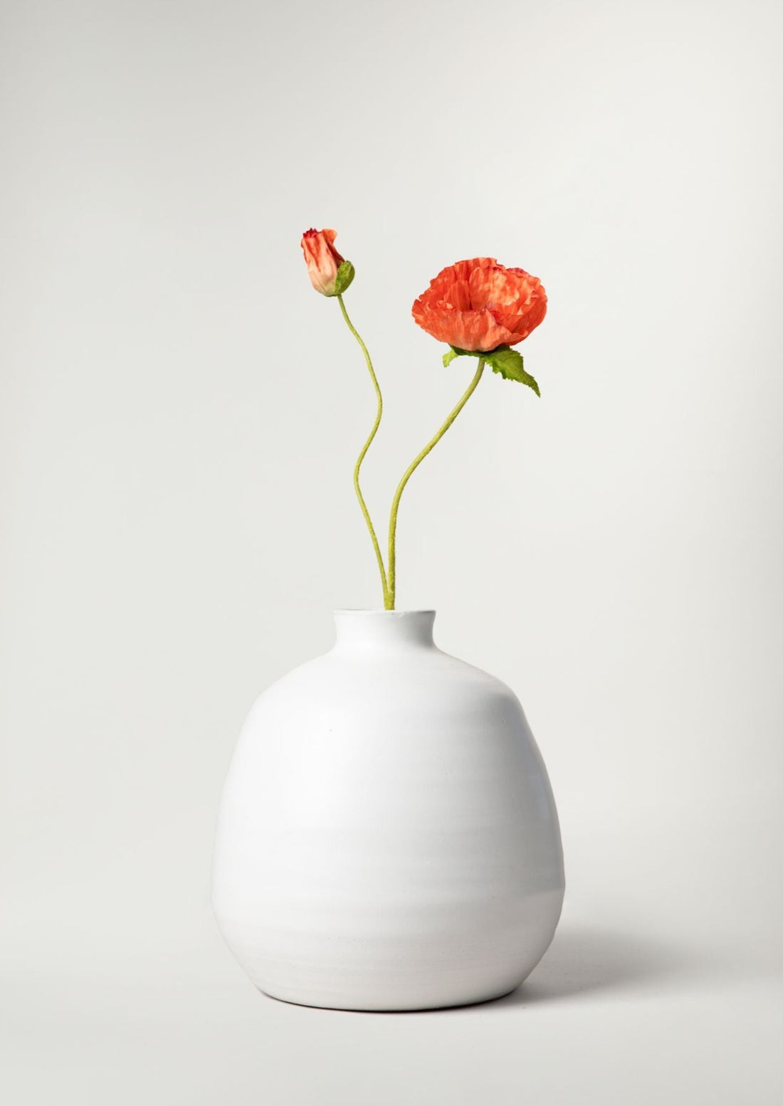 Ceramic Ronda Vase with Artificial Poppy Flower