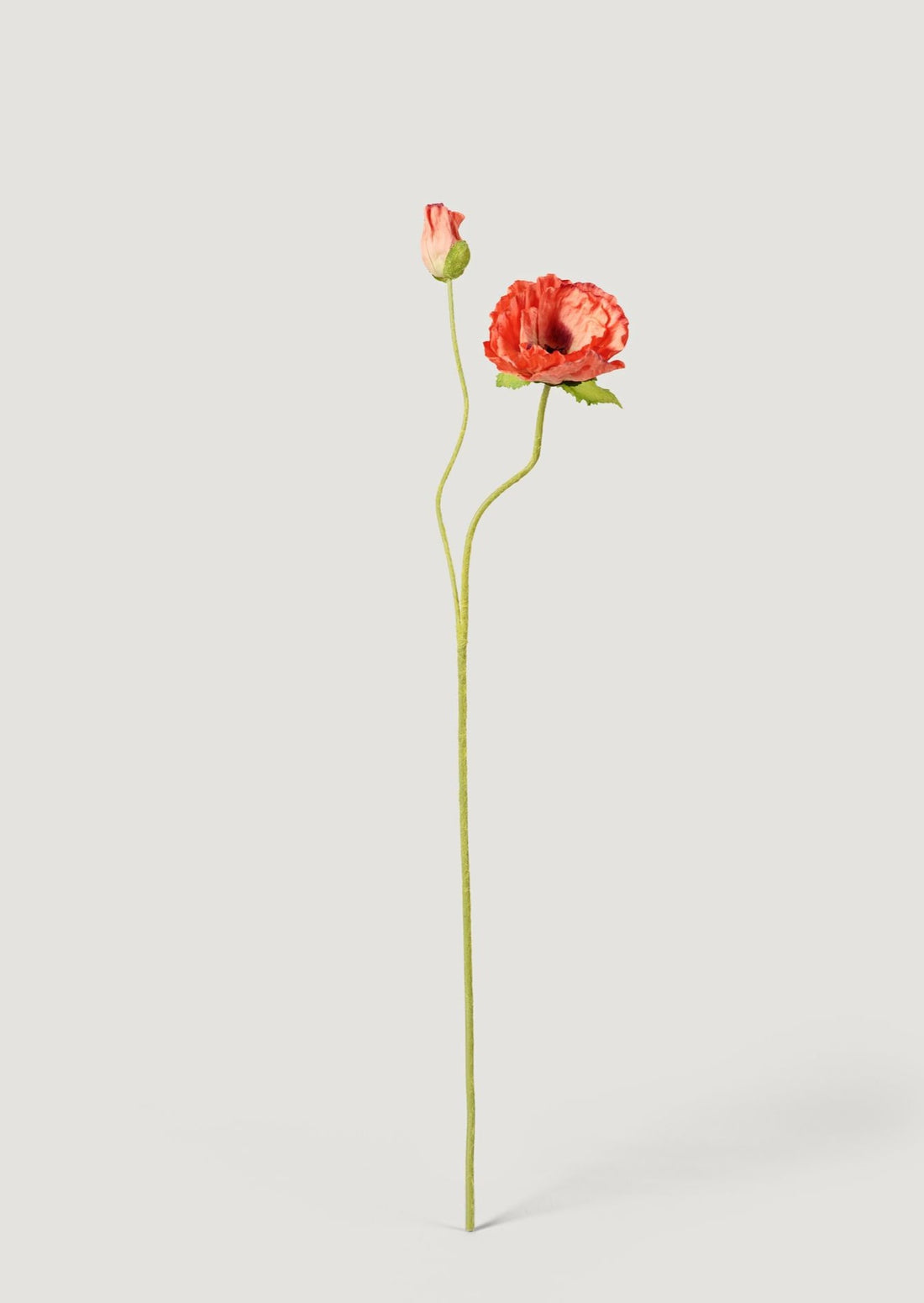 Luxe Artificial Flowers Orange Poppy Stem with Bud