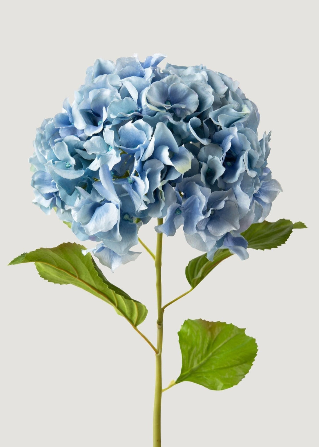 Faux Hydrangea Flower Stem in Powder Blue at Afloral