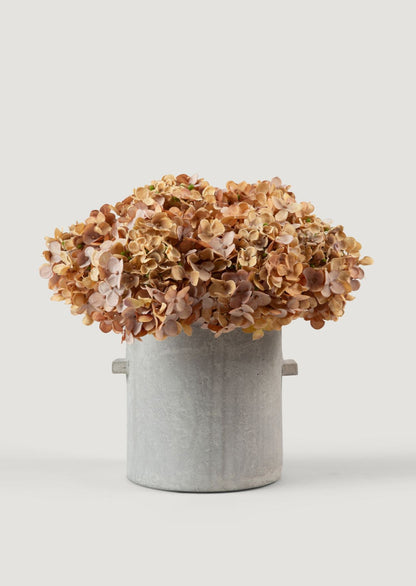 Serax Concrete Flower Pot Styled with Rosy Taupe Faux Hydrangeas at Afloral