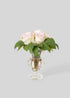 Artificial Soft Pink Roses in a Glass Vase