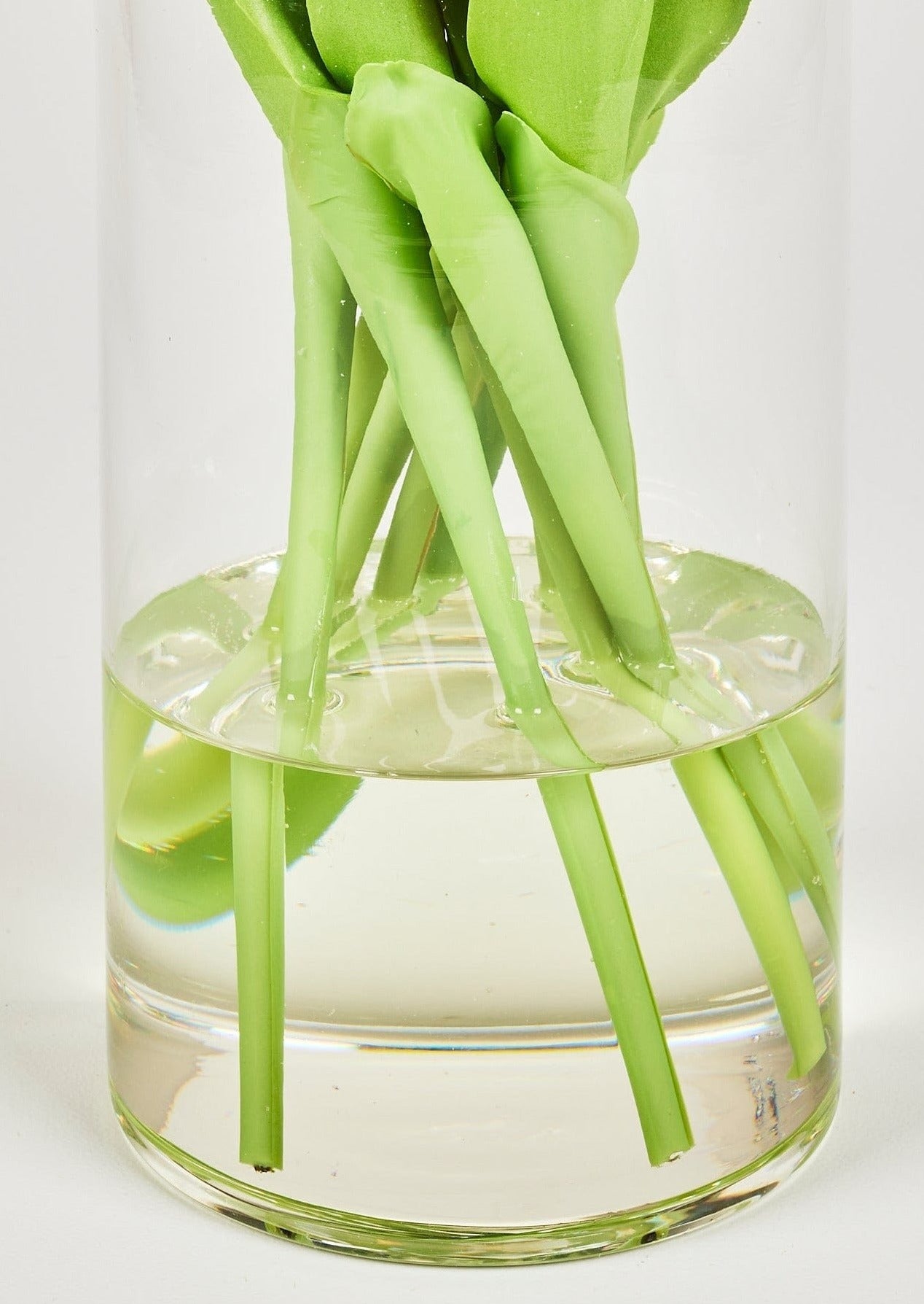 Glass Vase and Acrylic Water of Pink Faux Tulip Arrangement at Afloral