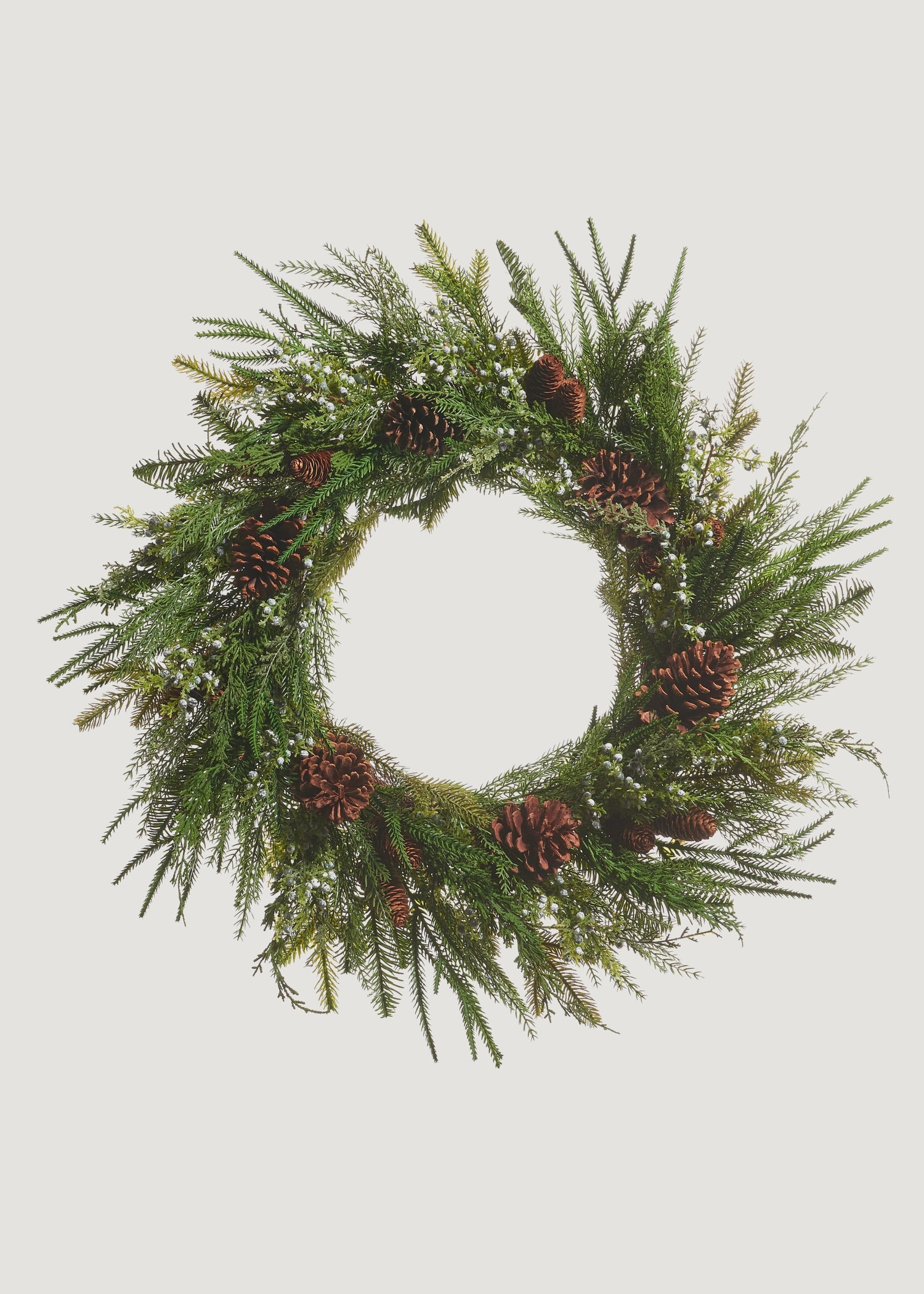 Fake Greenery Wreath with Berries and Pine Cones