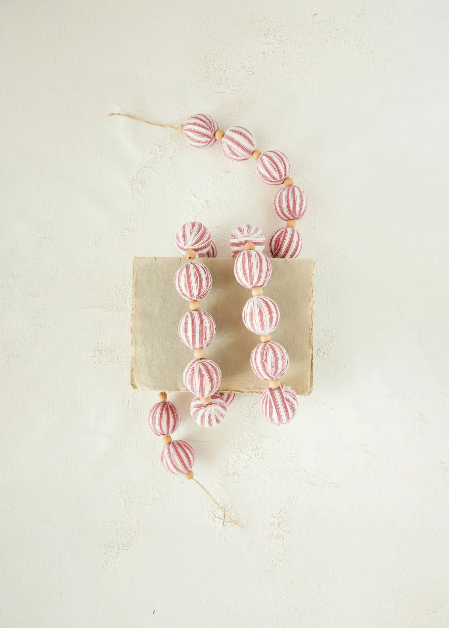Holiday Ball Garland in Red and White Stripes