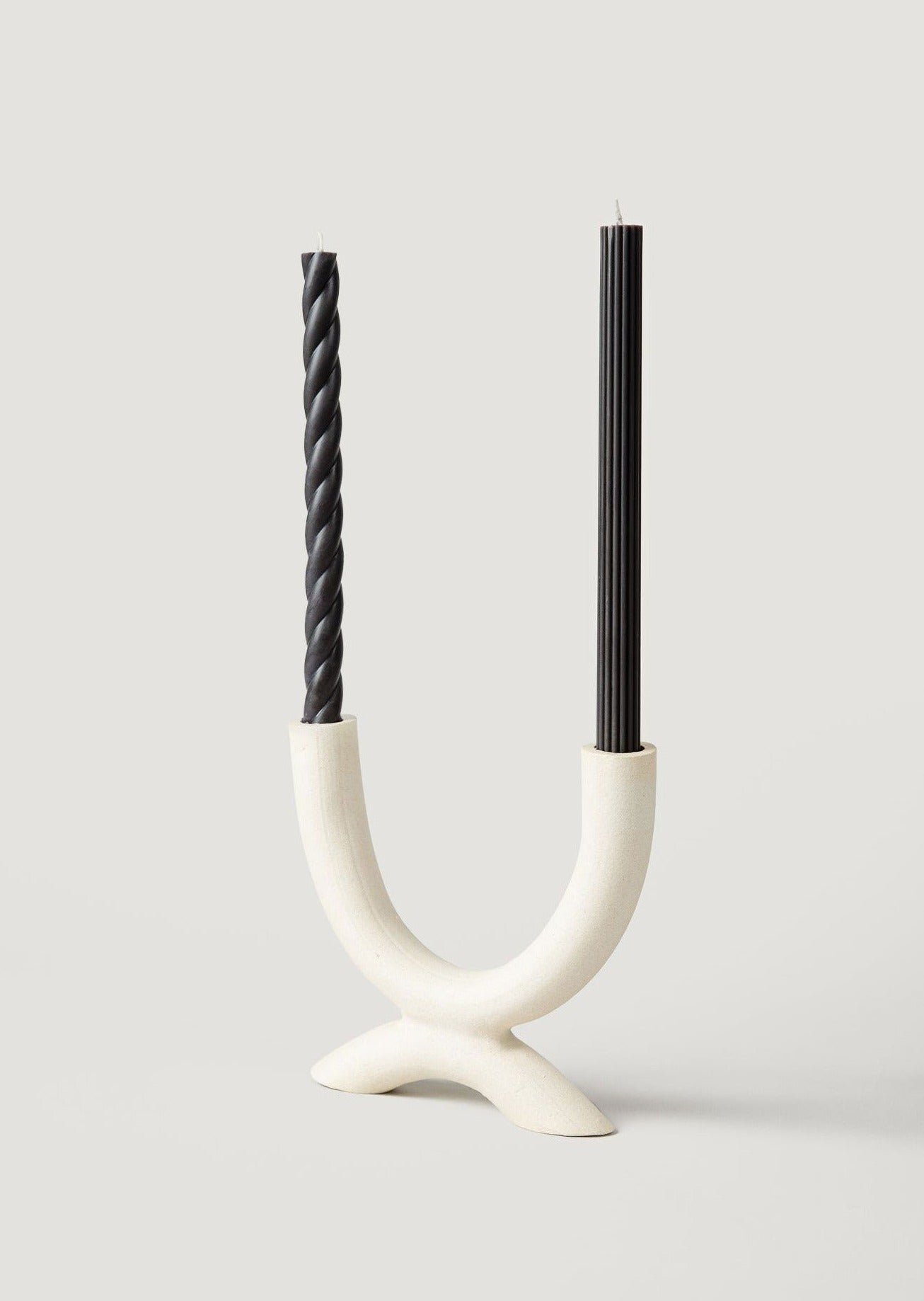 Black Taper Candles in Ceramic Candle Holder
