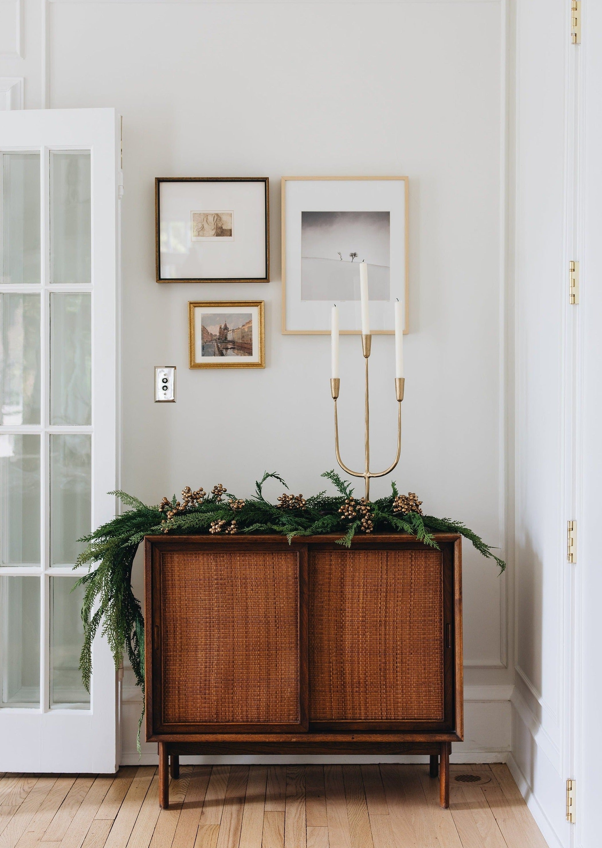 Afloral Faux Cedar Garland Decorated with Gold Berries