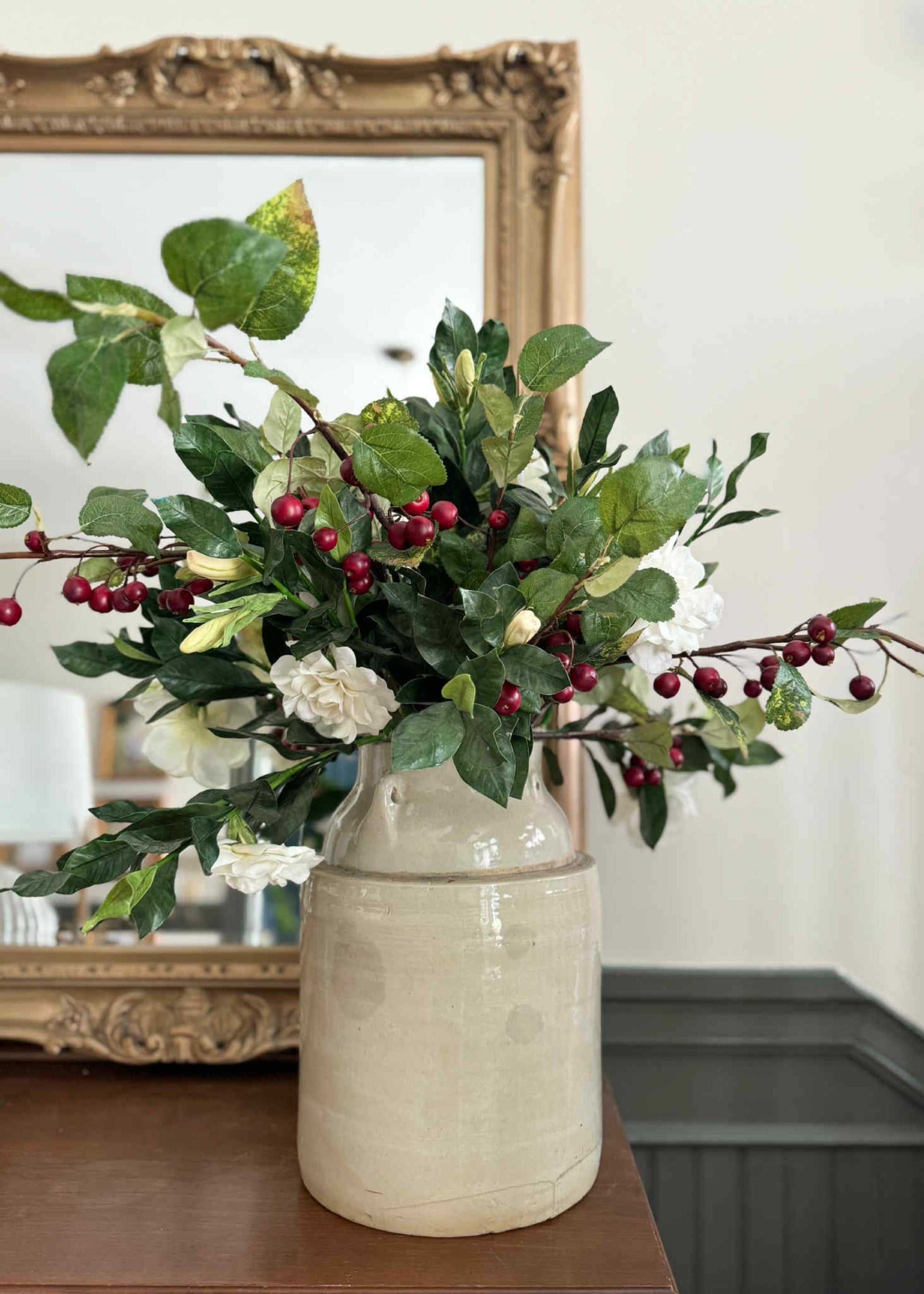 Artificial Crabapple and Gardenia Arrangement