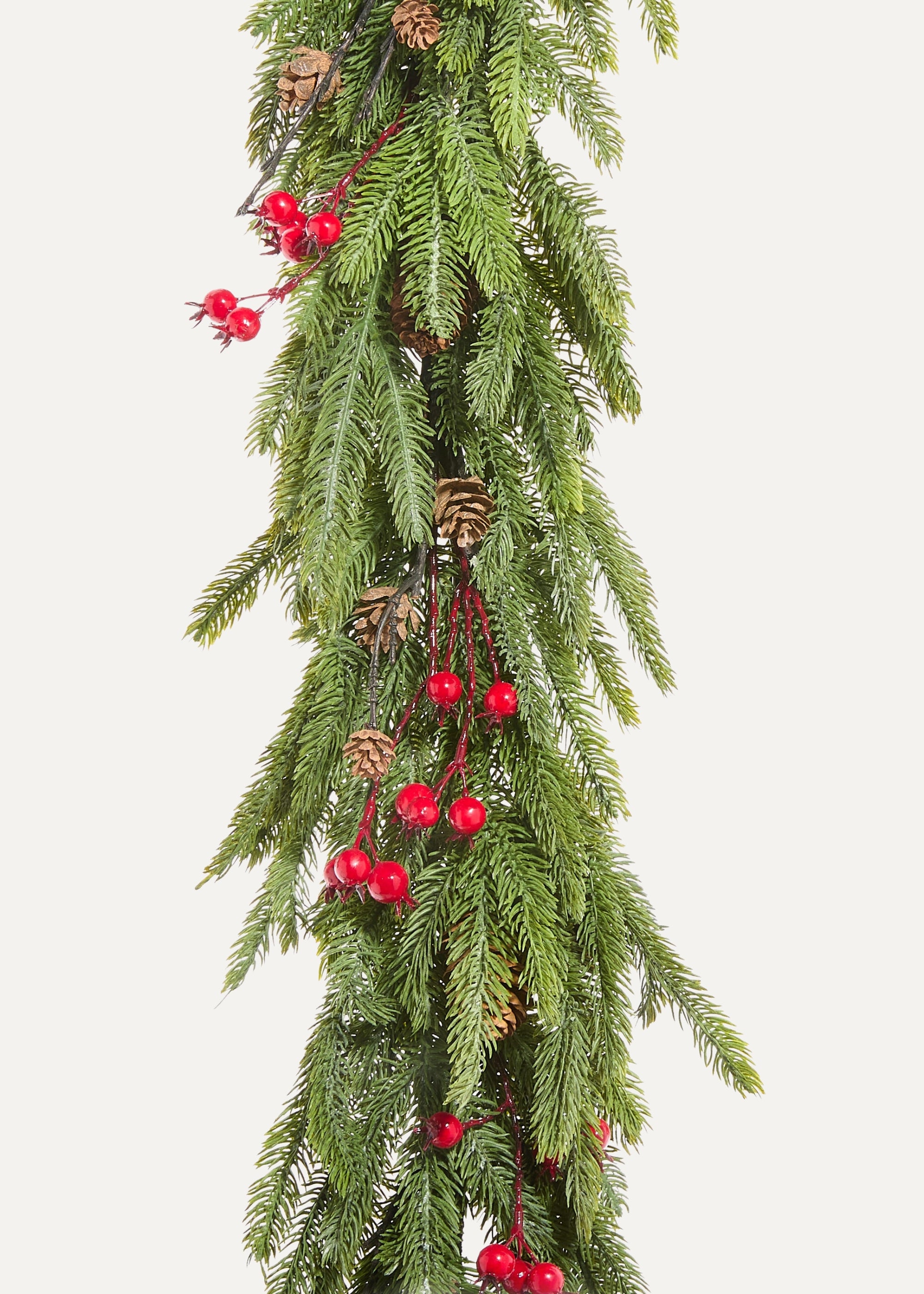 Artificial Winter Norfolk Pine Garland with Red Berries