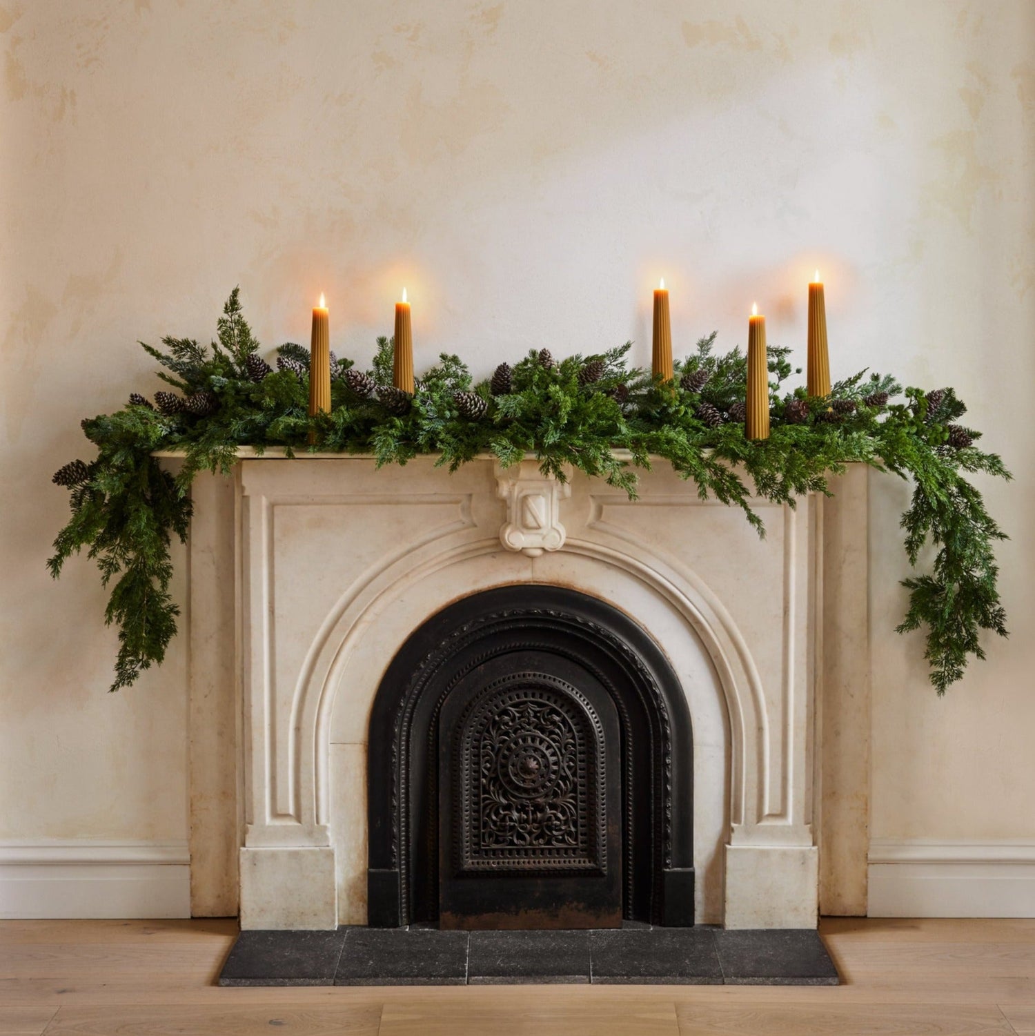 Afloral Mantle Styled with Artificial Spruce Winter Garland