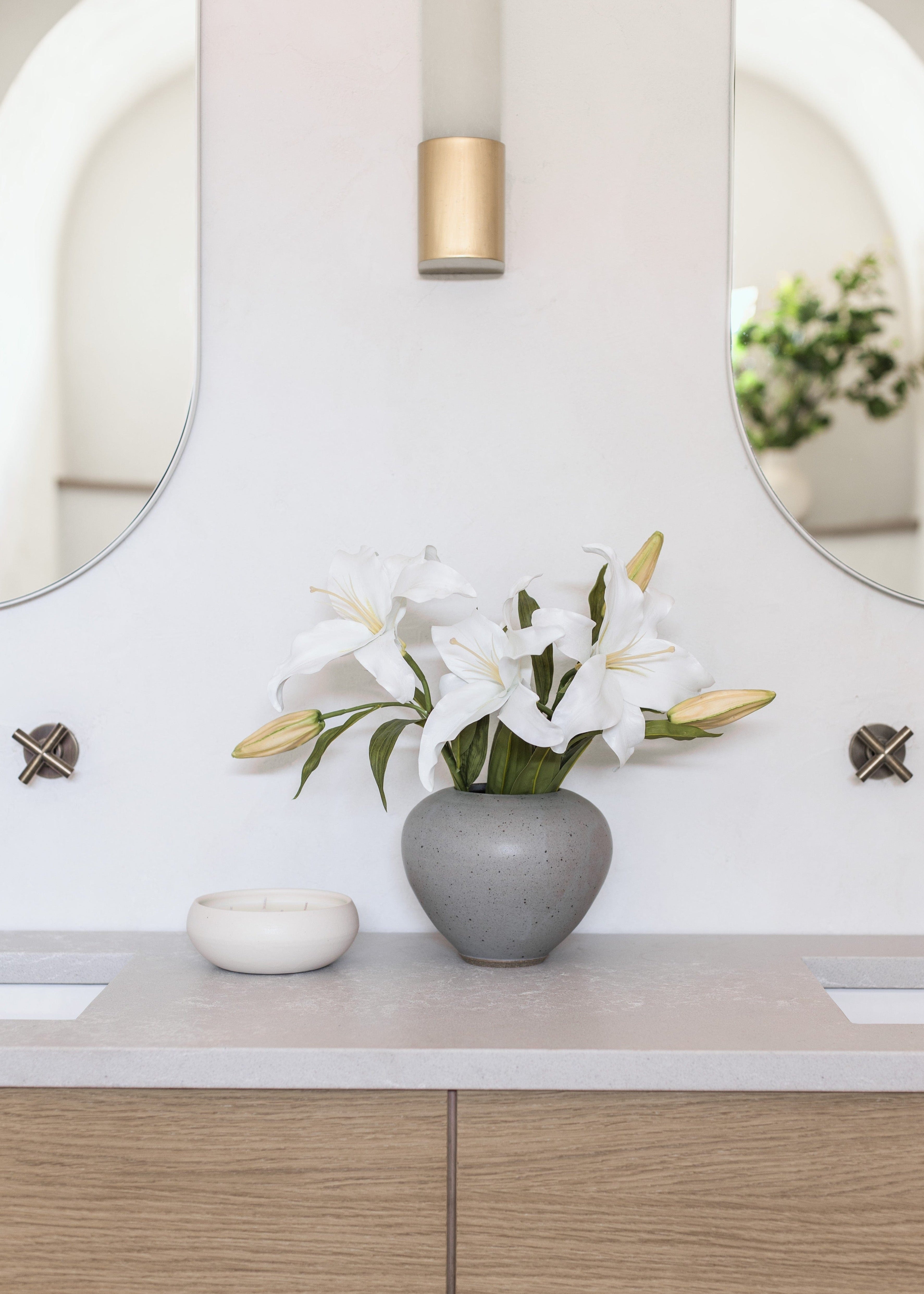 Artificial Casablanca Lily in Ceramic Vase