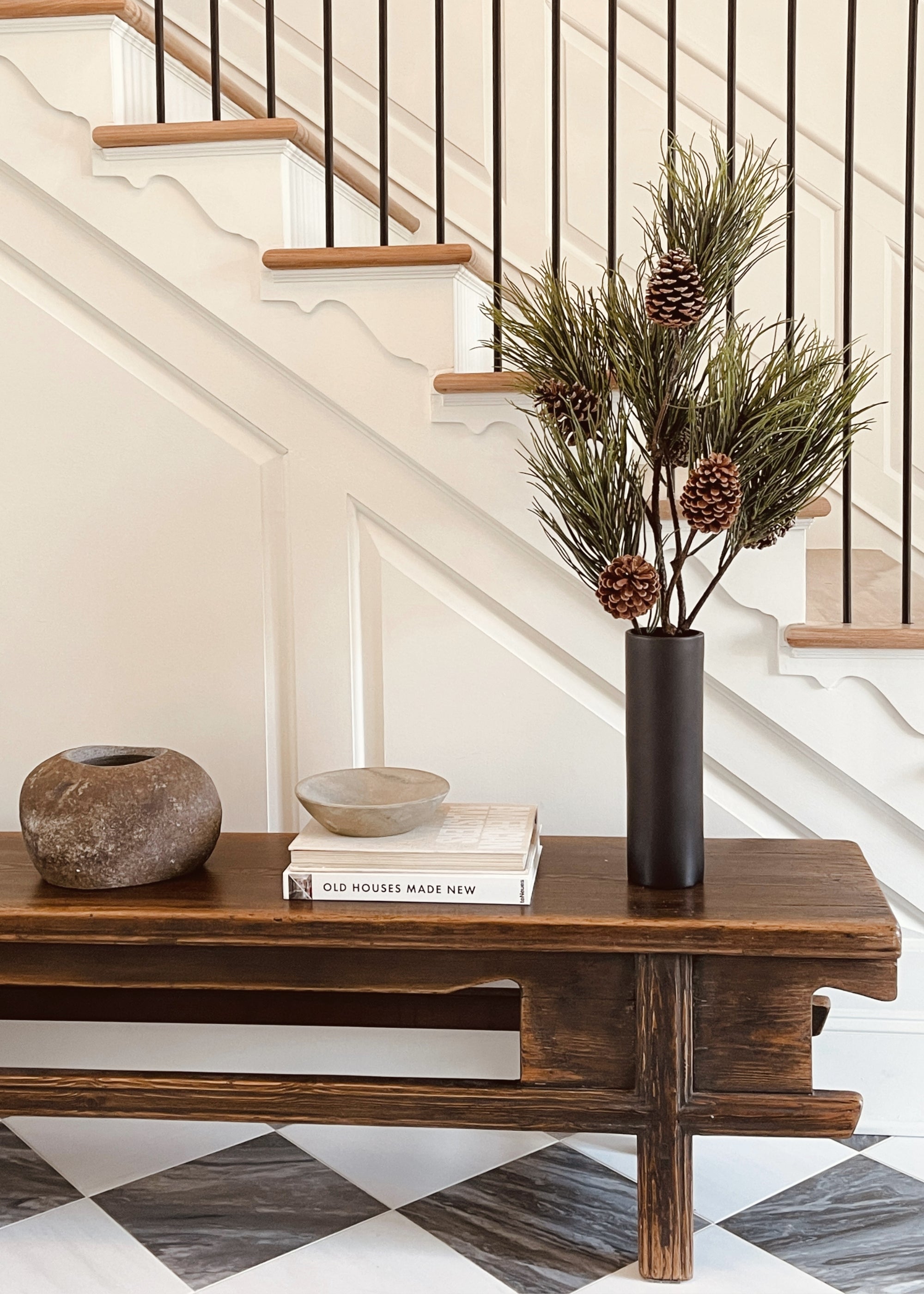 Tall Fake Winter Long Pine Needle Branch with Cones - 40"
