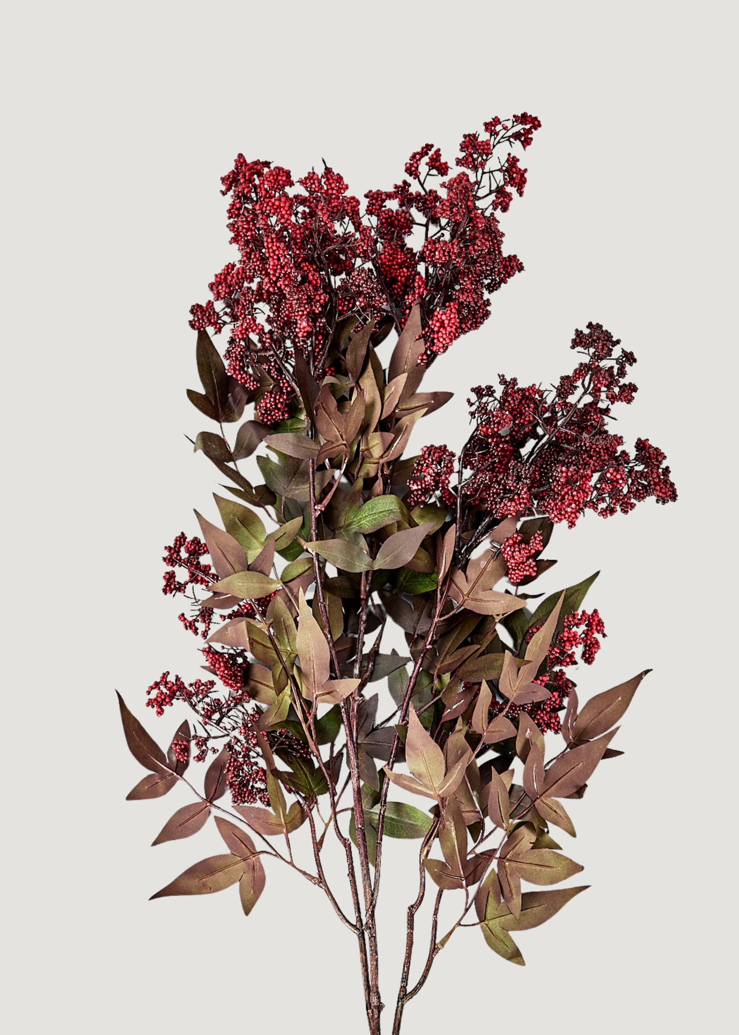 Faux Red Burgundy Nandina Berry Branch