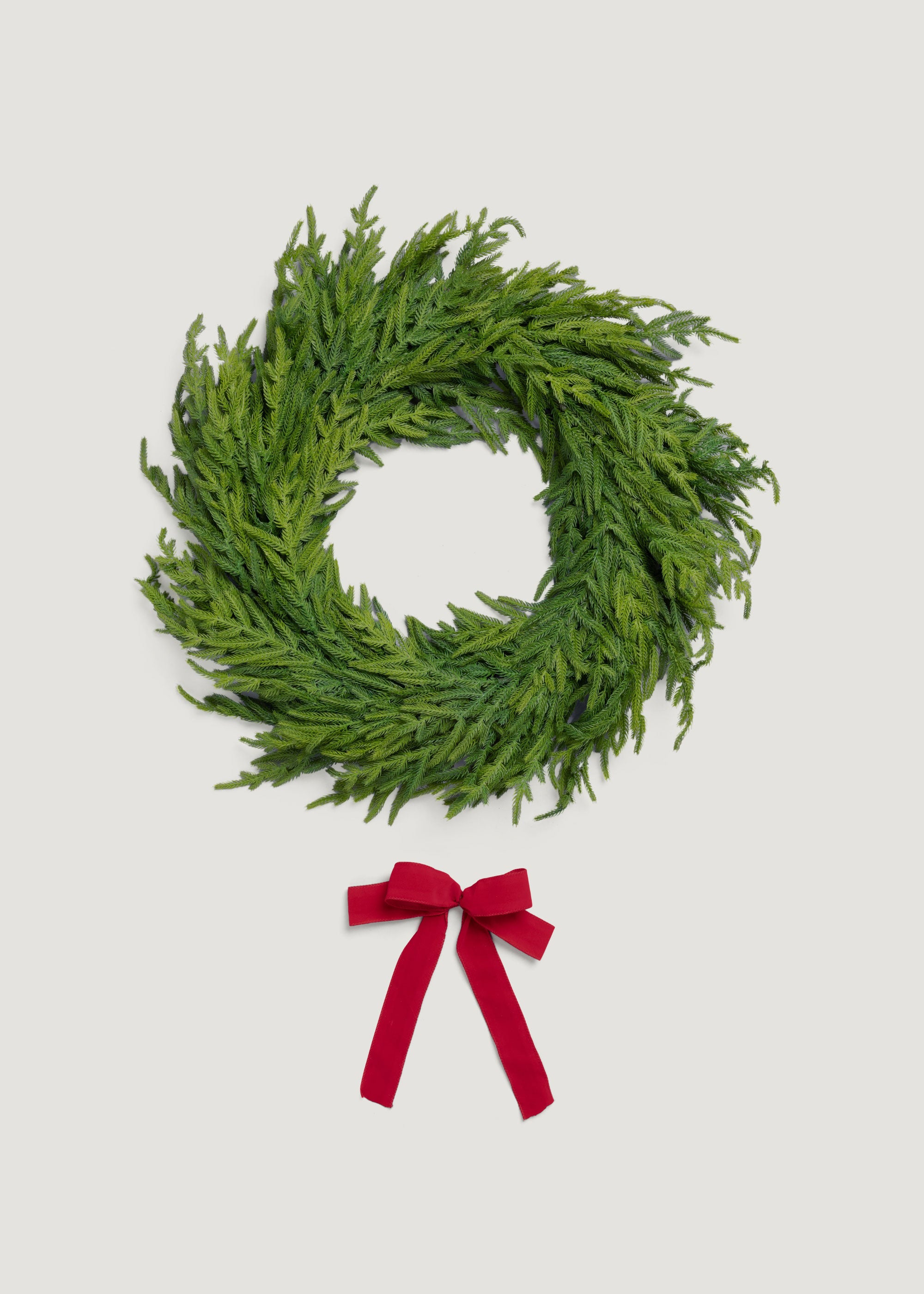 Real Touch Norfolk Wreath with Detachable Red Bow