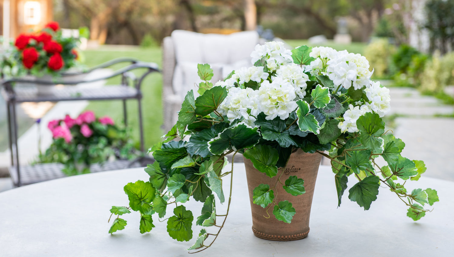artificial geraniums for outdoor spaces