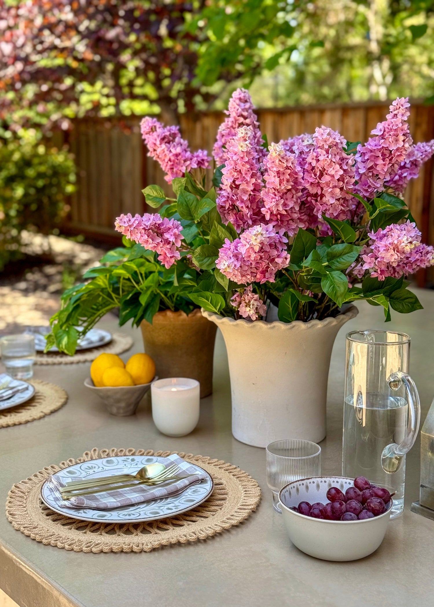 Styling Outdoor Spaces with UV Treated Pothos and Lilacs