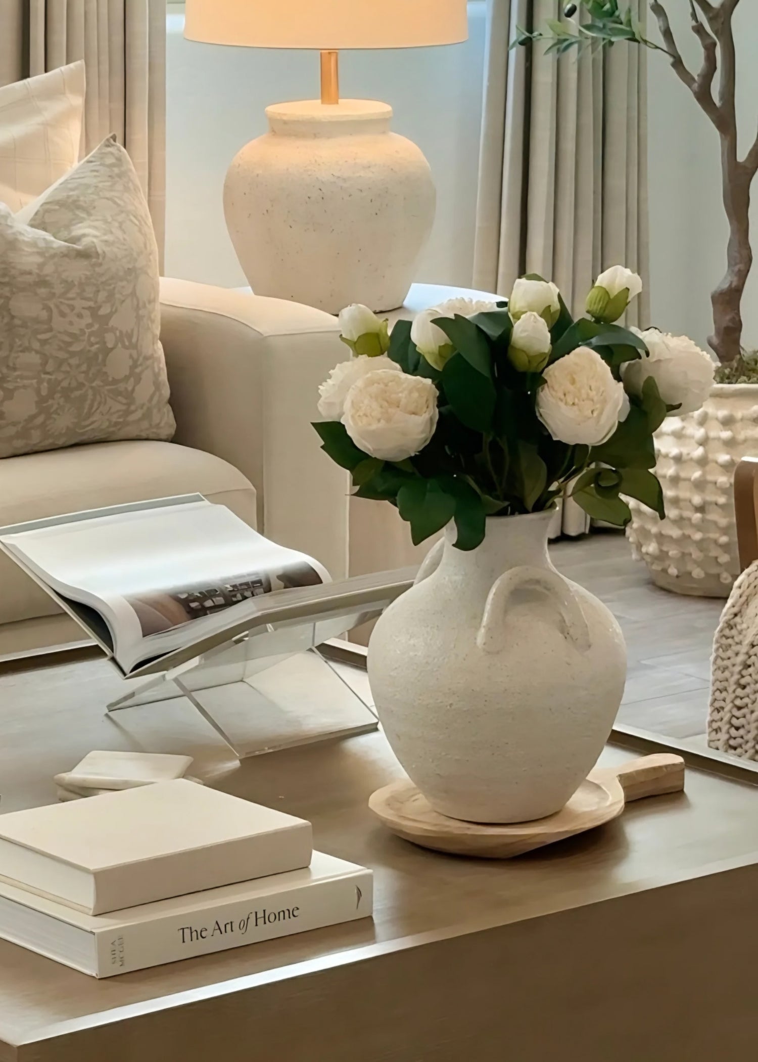 Peony Fake Flower in Cream