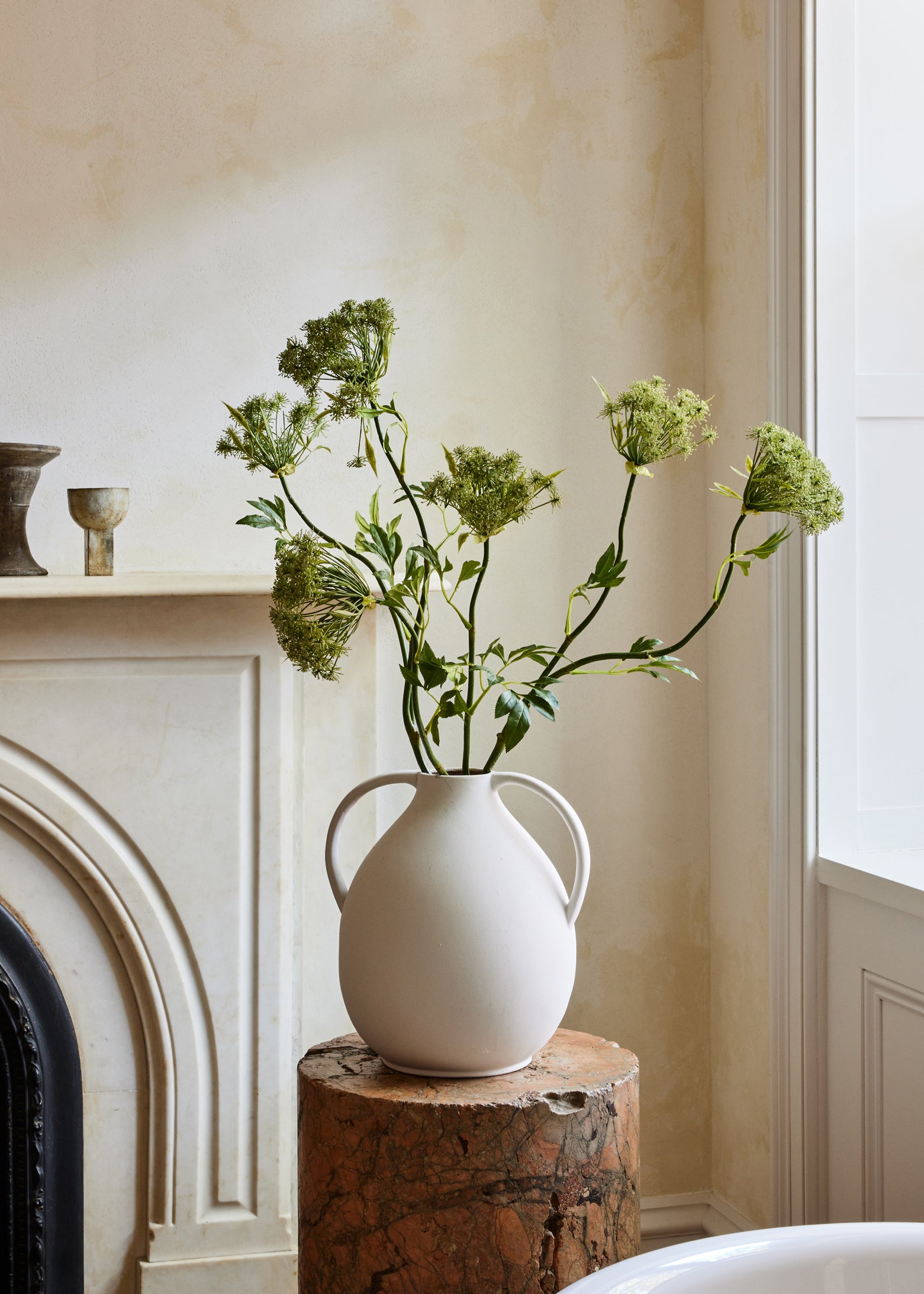 Handmade Ceramic Textured Vase in Beige at Afloral
