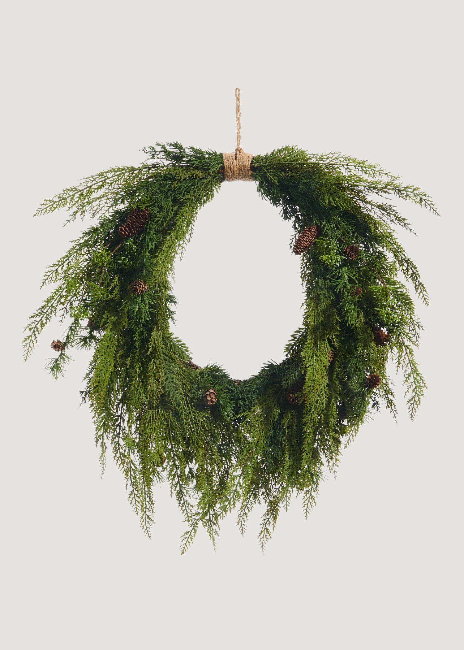 Artificial Cedar Wreath with Pine Cones
