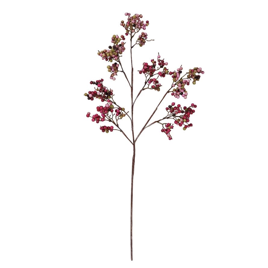 Pink Mauve and Green Faux Berry Branch - 38.25"