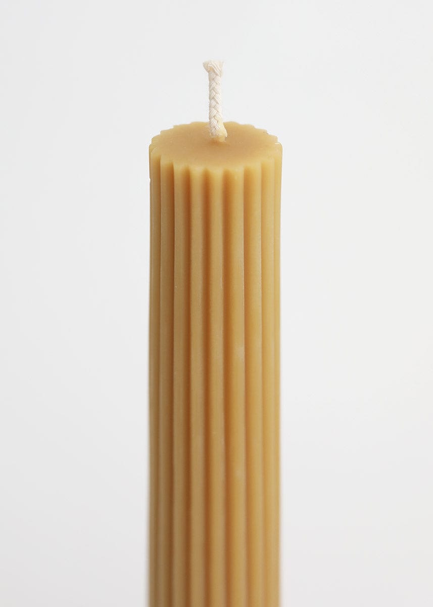 Natural Yellow Beeswax Fluted Candle at Afloral