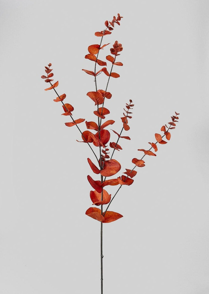 Afloral Fake Fall Leaves Burnt Sienna Eucalyptus Branch