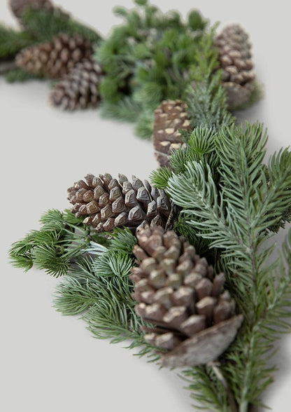 Afloral Fake Winter Spruce Garland with Pine Cones
