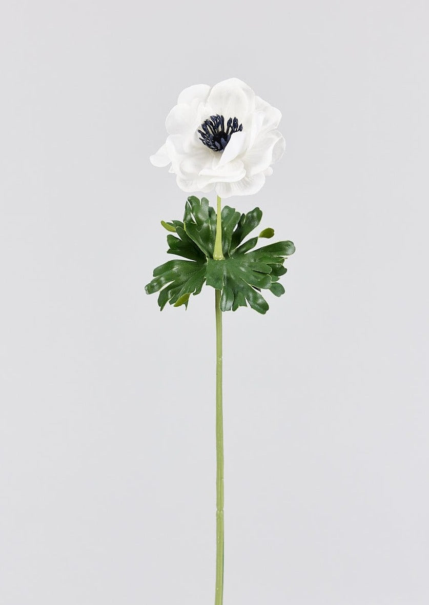 Real Touch Flowers Anemone in White with Blue Center
