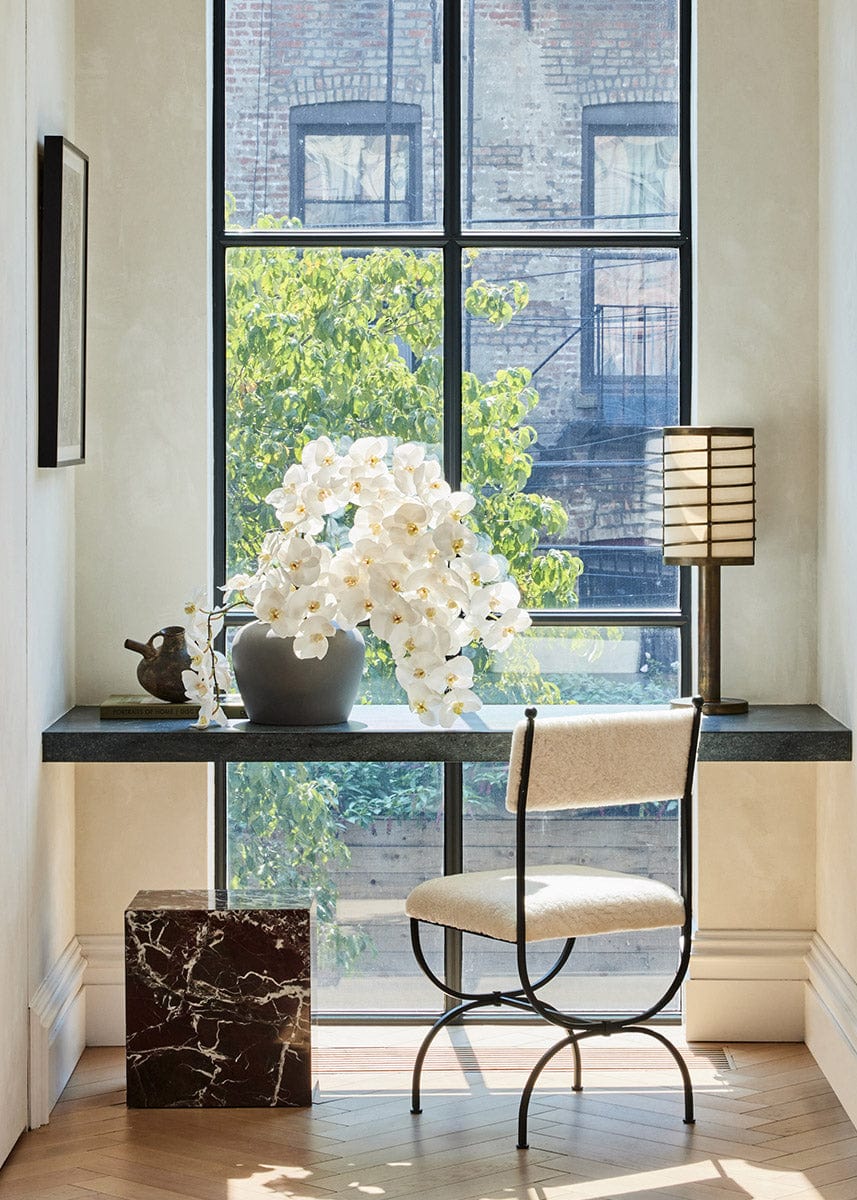 Large White Real Touch Orchids in Large Afloral Slate Vase