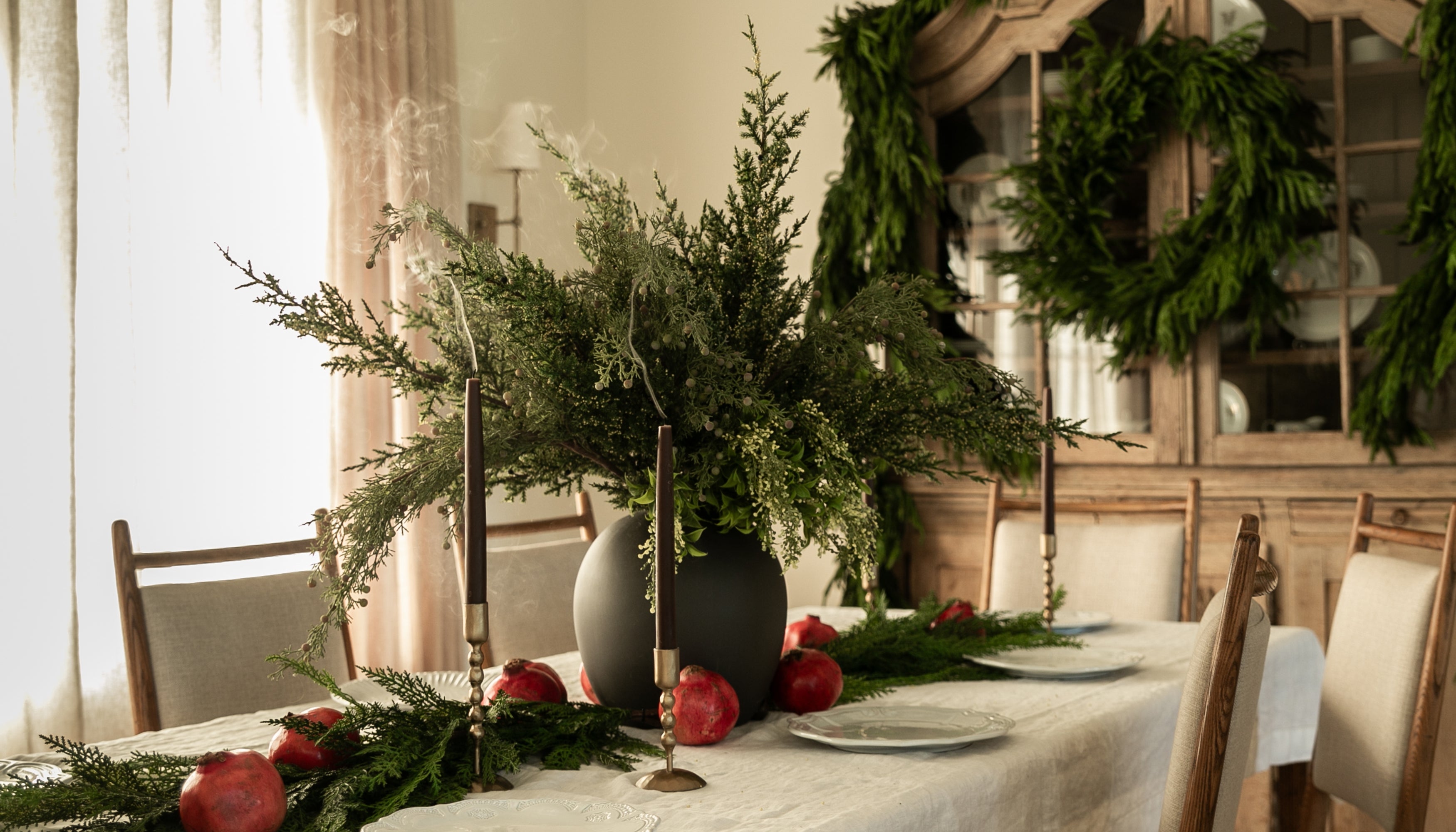 Holiday Greenery Tablescape